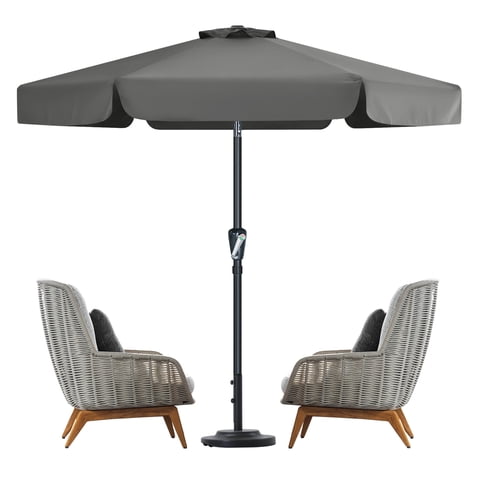 MASTERCANOPY 7.5ft Patio Market Umbrella with Valance, Tilt and Crank, Dark Gray