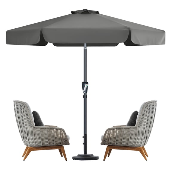 MASTERCANOPY 7.5ft Patio Market Umbrella with Valance, Tilt and Crank, Dark Gray