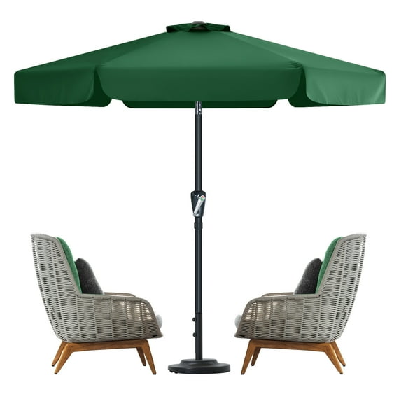 MASTERCANOPY 7.5ft Patio Market Umbrella with Valance, Tilt and Crank, Forest Green