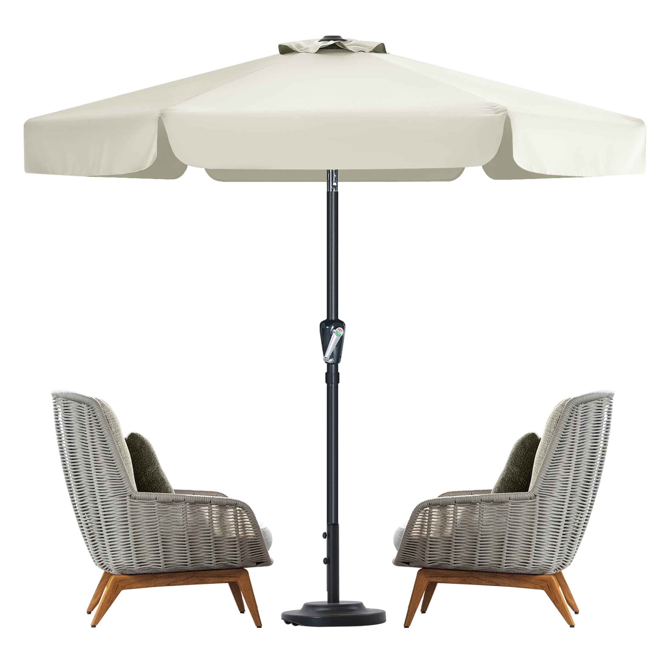 MASTERCANOPY 7.5ft Patio Market Umbrella with Valance, Tilt and Crank, Light Beige