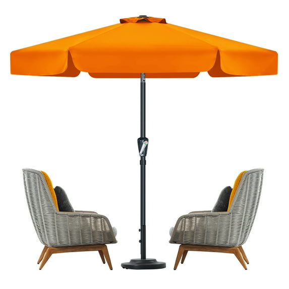 MASTERCANOPY 7.5ft Patio Market Umbrella with Valance, Tilt and Crank, Orange