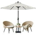 thumbnail image 1 of MASTERCANOPY 7.5ft Solar Patio Umbrella with LED Lights Tilt and Crank, Light Beige, 1 of 7