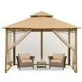 thumbnail image 1 of MASTERCANOPY 9 x 9ft Patio Gazebo with Double Roof and Mesh Walls, Beige, 1 of 8