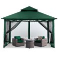 thumbnail image 1 of MASTERCANOPY 9’ x 9’ Outdoor Patio Gazebo with Double Roof and Mesh Walls, Forest Green, 1 of 8
