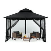 MASTERCANOPY 9' x 9' Patio Garden Gazebo Outdoor with Stable Steel Farme and Netting Walls, Black
