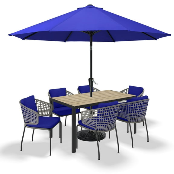 MASTERCANOPY 9ft Patio Market Umbrella with Tilt and Crank, Blue