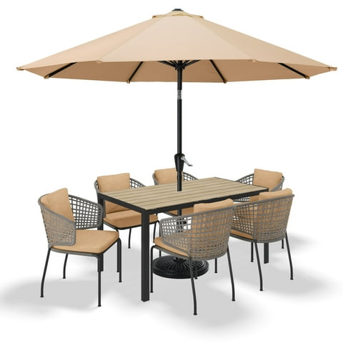 MASTERCANOPY 9ft Patio Market Umbrella with Tilt and Crank, Khaki