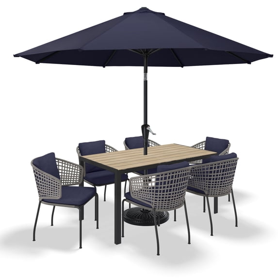 MASTERCANOPY 9ft Patio Market Umbrella with Tilt and Crank, Navy Blue
