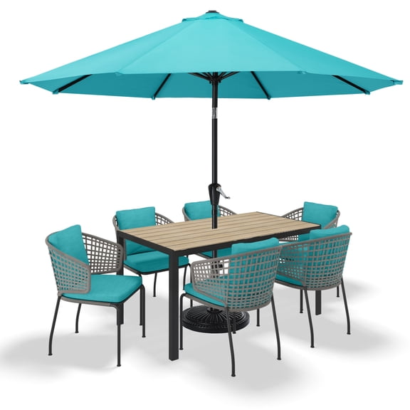MASTERCANOPY 9ft Patio Market Umbrella with Tilt and Crank, Turquoise