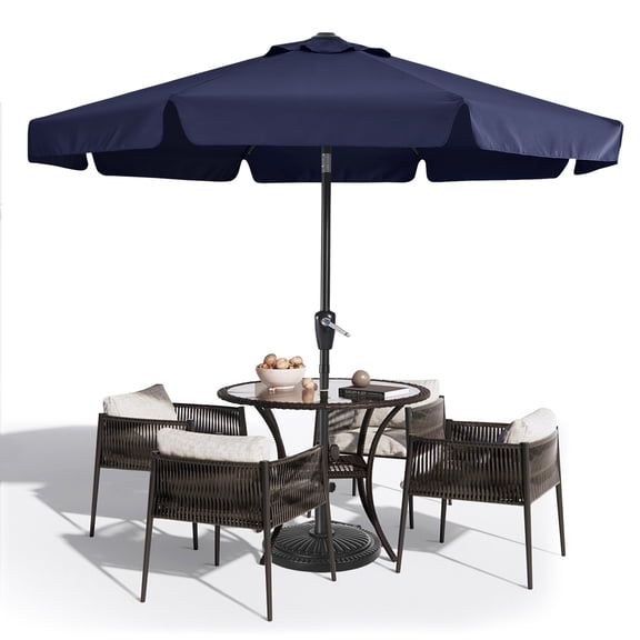 MASTERCANOPY 9ft Patio Market Umbrella with Valance, Tilt and Crank, Navy Blue
