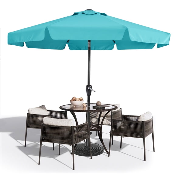 MASTERCANOPY 9ft Patio Market Umbrella with Valance, Tilt and Crank, Turquoise
