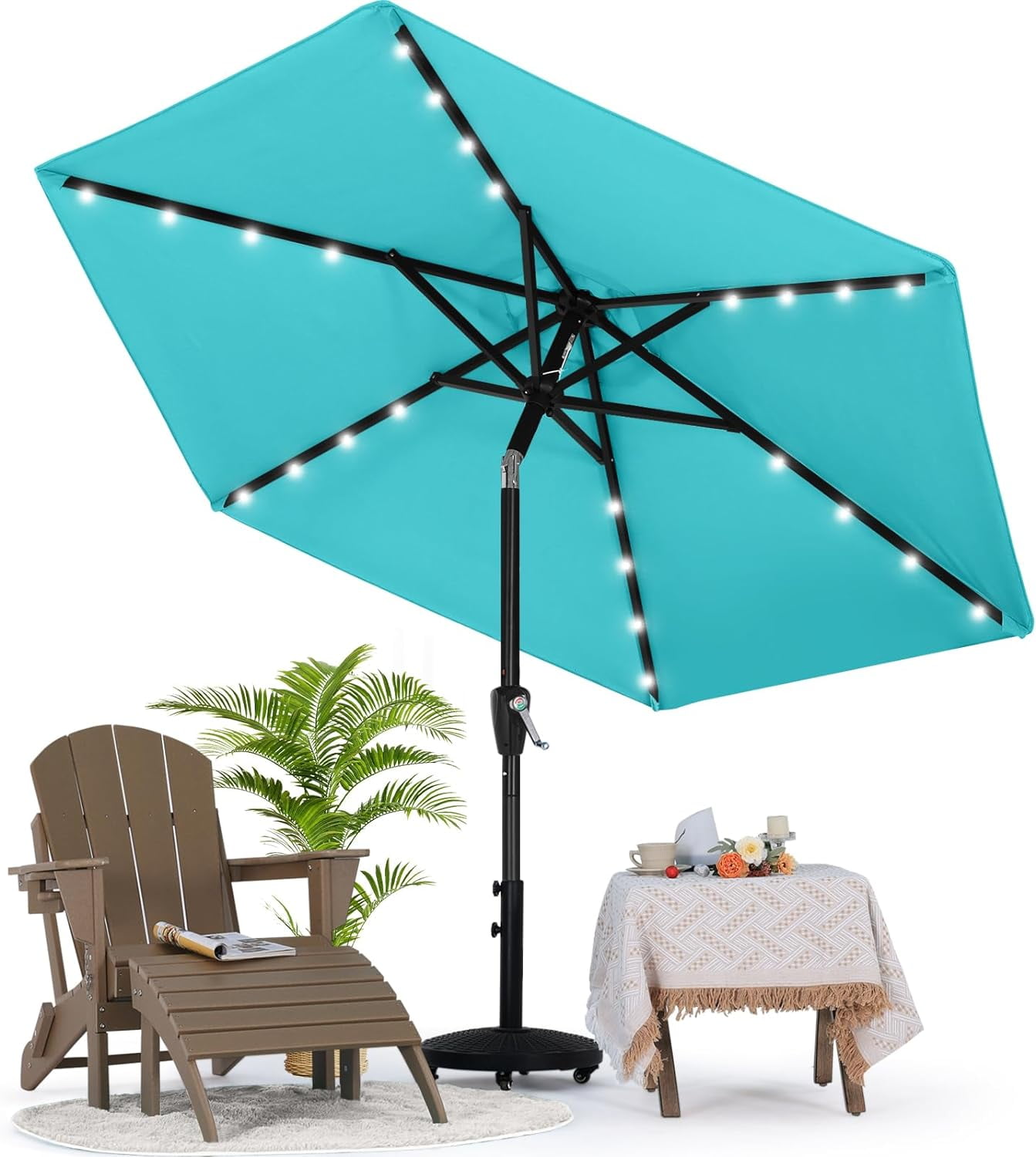 MASTERCANOPY Patio Umbrella with Solar LED Lights for Outdoor Market