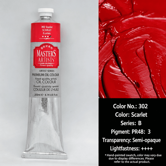 MASTERS ARTISTS' Scarlet Oil Paint (302) 200ml / 6.74 fl.oz