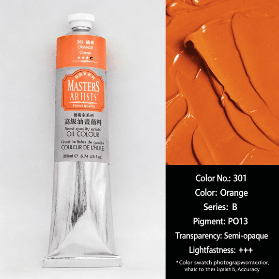 MASTERS ARTISTS' orange Oil Paint (301) 200ml / 6.74 fl.oz