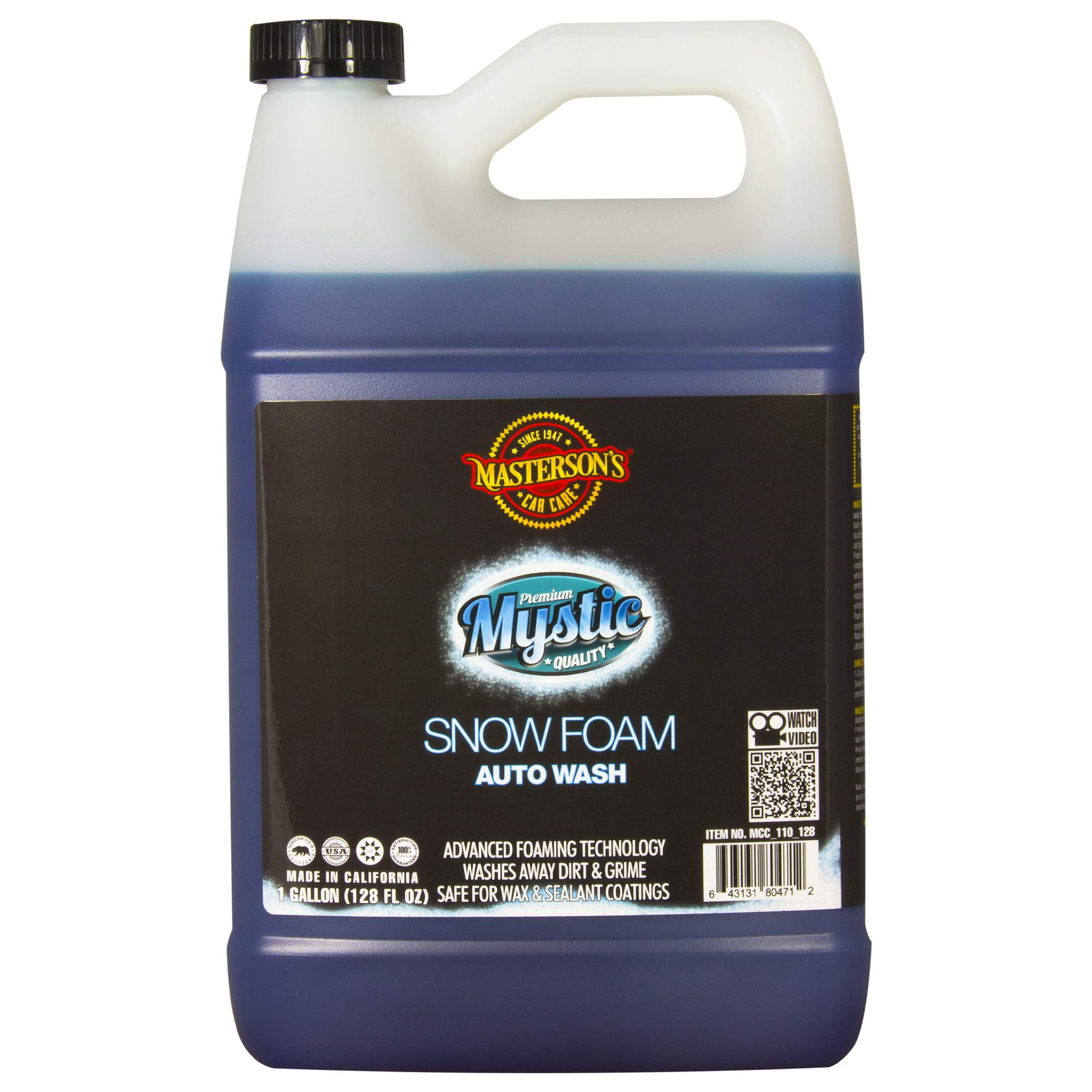 MASTERSON'S CAR CARE MCC_110_128 Mystic Snow Foam Car Wash Soap - Mega Foam Shampoo For Foam Cannons, Foam Guns, And Bucket Washes - Cleans Cars, Trucks, Motorcycles, RV (128 oz.)
