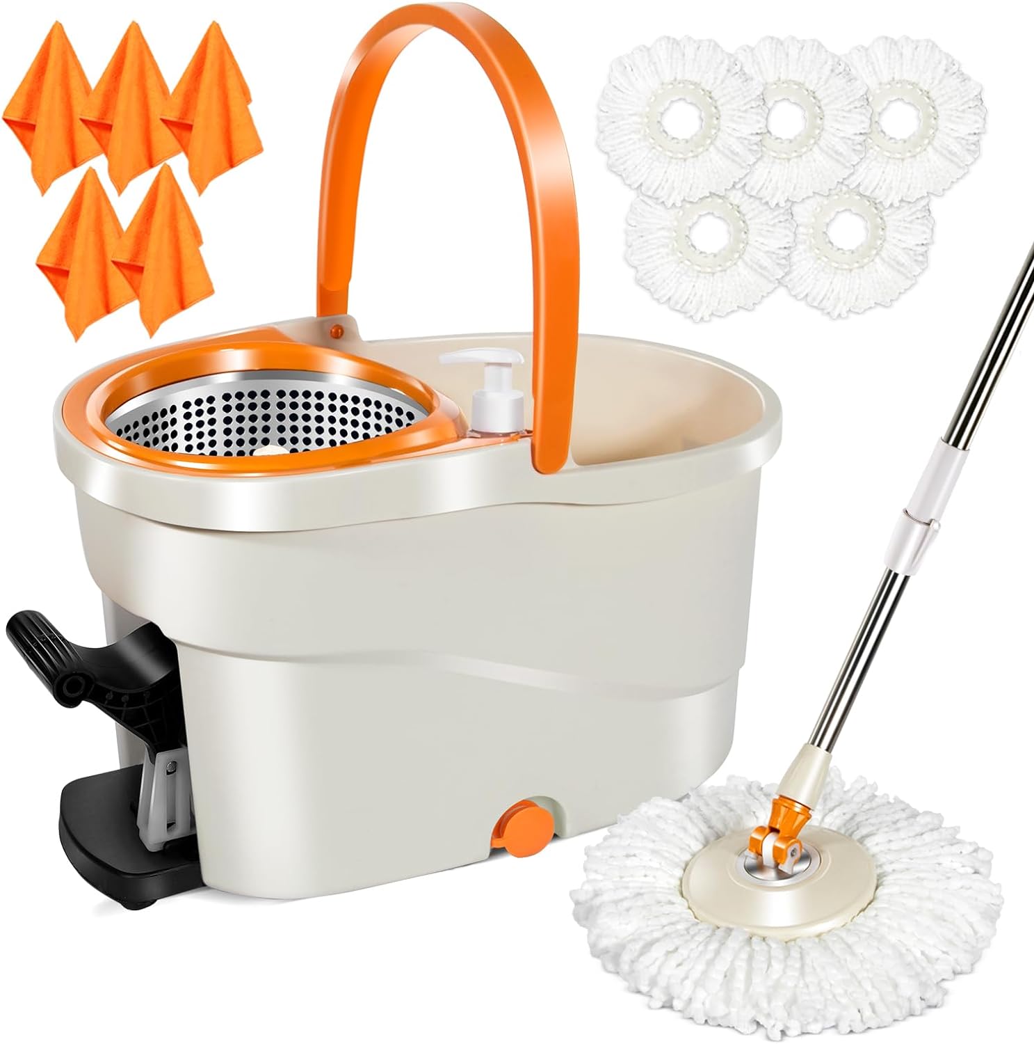 MASTERTOP Mop and Bucket with Wringer Set for Home, Spin Mop and Bucket