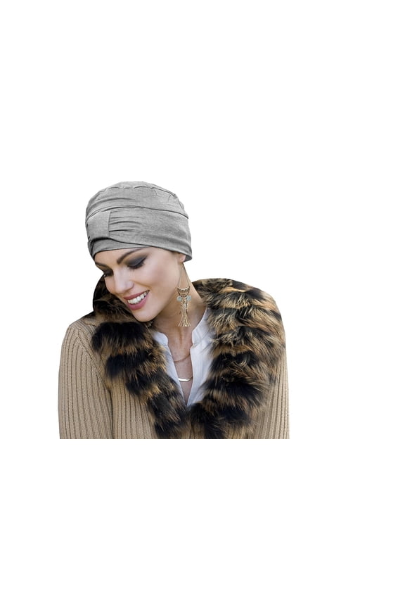 Chemo Organic Headwear - Ellie | Cancer Headwear for Women with Hair Loss | Alopecia Hats & Coverings | 95% Bamboo Hat (Grey)