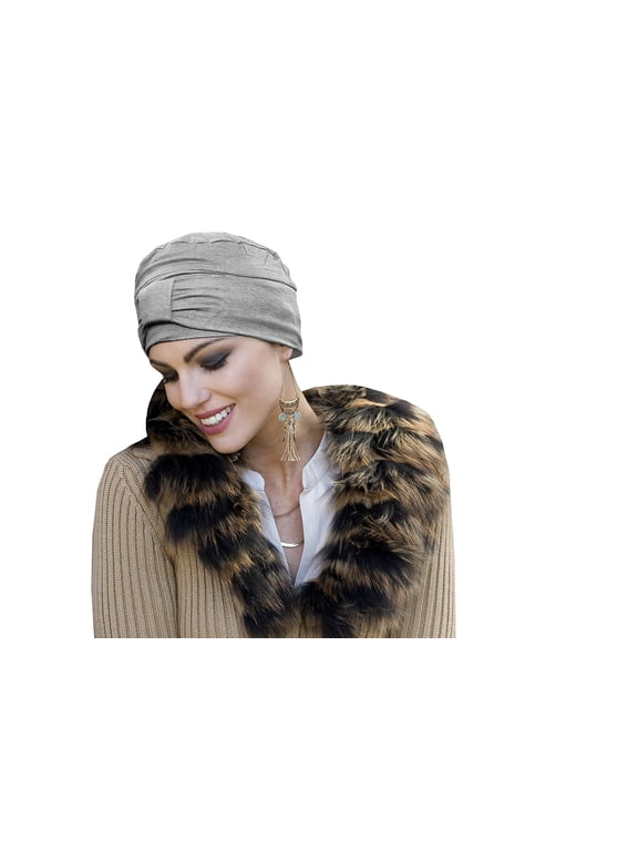 Chemo Organic Headwear - Ellie | Cancer Headwear for Women with Hair Loss | Alopecia Hats & Coverings | 95% Bamboo Hat (Grey)