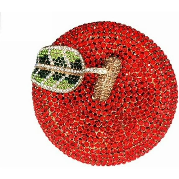 MASWLM Women Cute Apple Rhinestone Evening Clutch Bag Sparkling Crystal evening Handbag for Wedding Prom Party