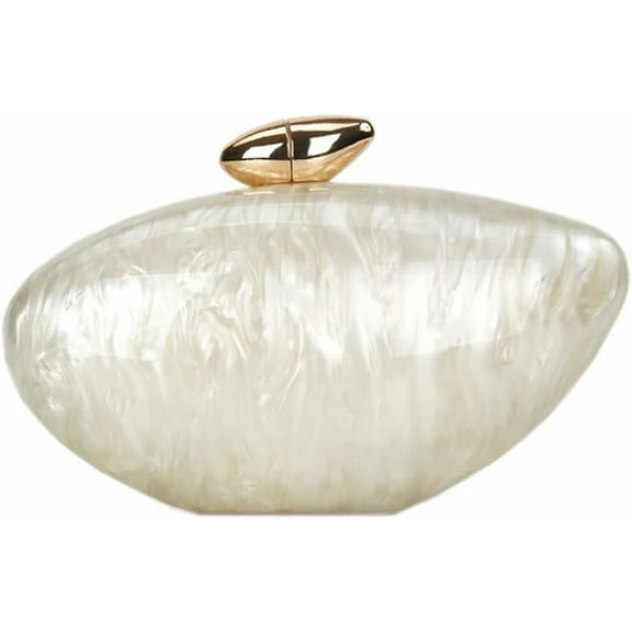 MASWLM Women's Elegant Shell Shape Acrylic Clutch Bag Acrylic Marble Evening Bag for Wedding Party Prom