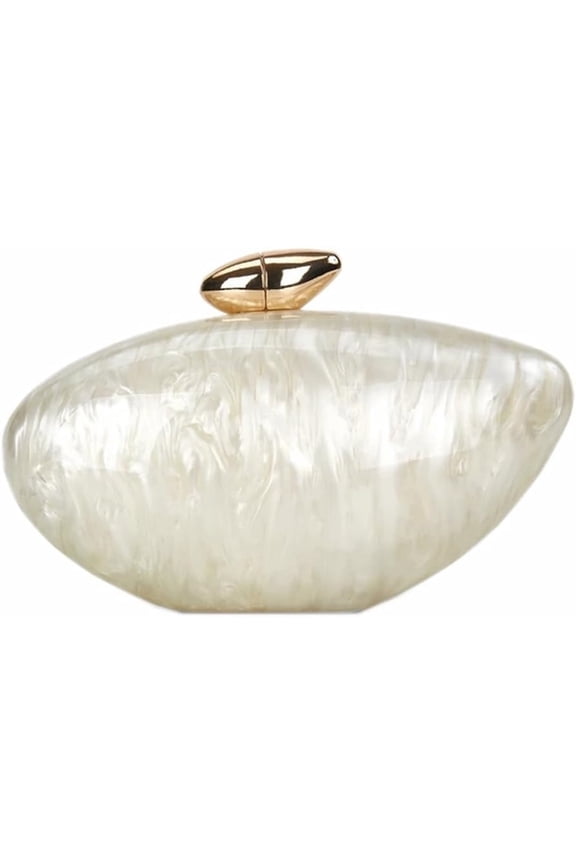 Women's Elegant Shell Shape Acrylic Clutch Bag Acrylic Marble Evening Bag for Wedding Party Prom