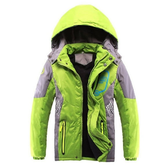 MASZONE 3T Boy Clothes Boys' Fleece Jackets & Coats Latest Boys Thicken Fleece Hooded Jacket Warm Quilted Coat Outdoor Cool Cute Fashion for Winter Autumn Spring Green 5-6 Years