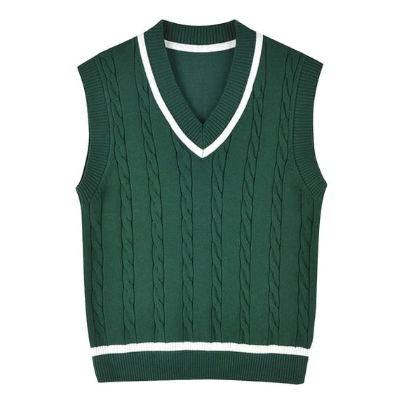 MASZONE Boys Vest Boys Green Sweater Boys Sweater Vest Unisex Cable Knit Cotton Toddler Uniform Vest for Little Big Childrens Kids Teenage GirlsGreen 4-5 Years