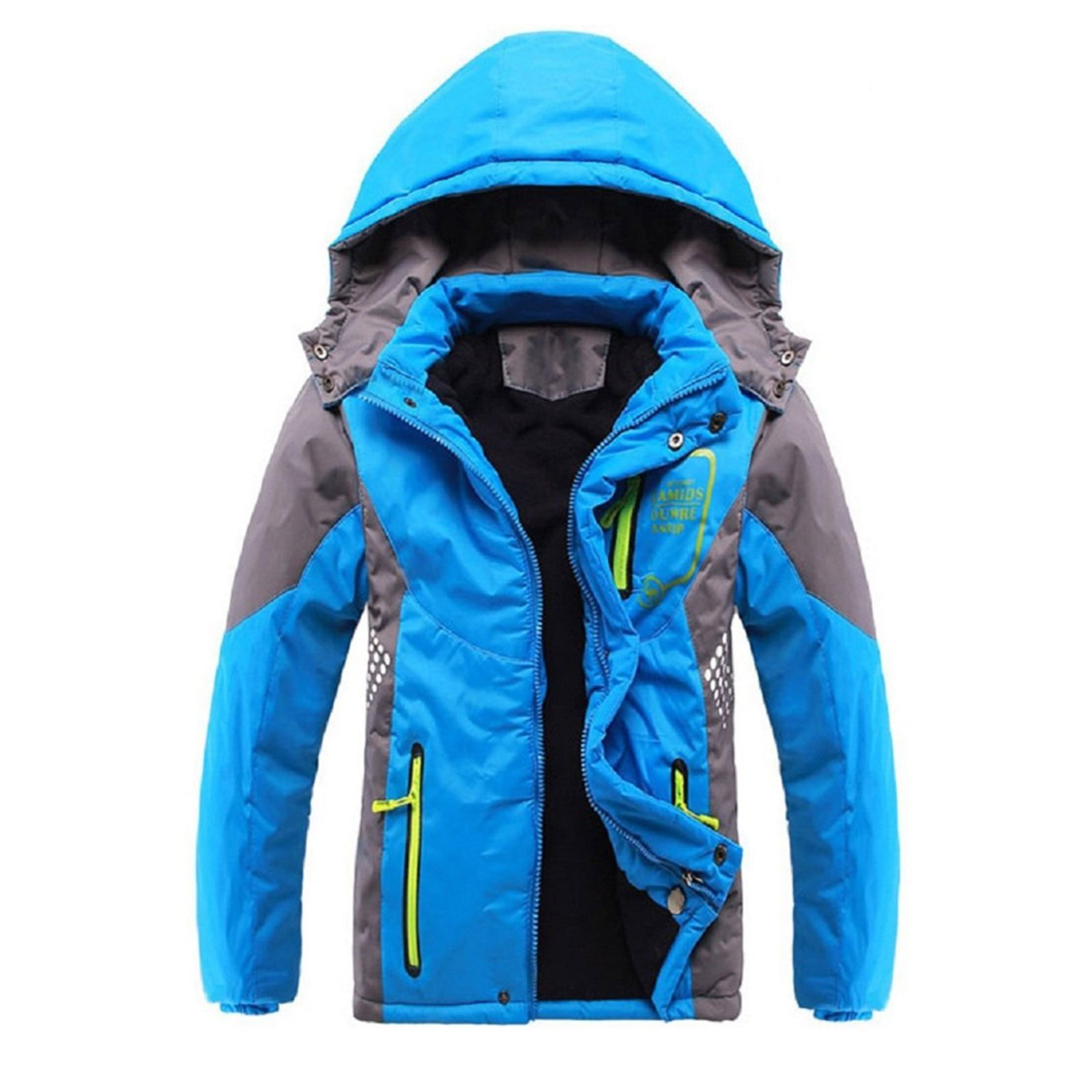 MASZONE Coats For Boys Boys Winter Coat 10-12 Latest Boys Thicken Fleece Hooded Jacket Warm Quilted Coat Outdoor Cool Cute Fashion for Winter Autumn Spring Blue 11-12 Years
