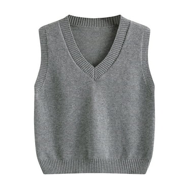 MASZONE Knit Vest Baby Vest Boys Sweater Vest Unisex Cable Knit Cotton Toddler Uniform Vest for Little Big Childrens Kids Teenage GirlsGrey 2-3 Years