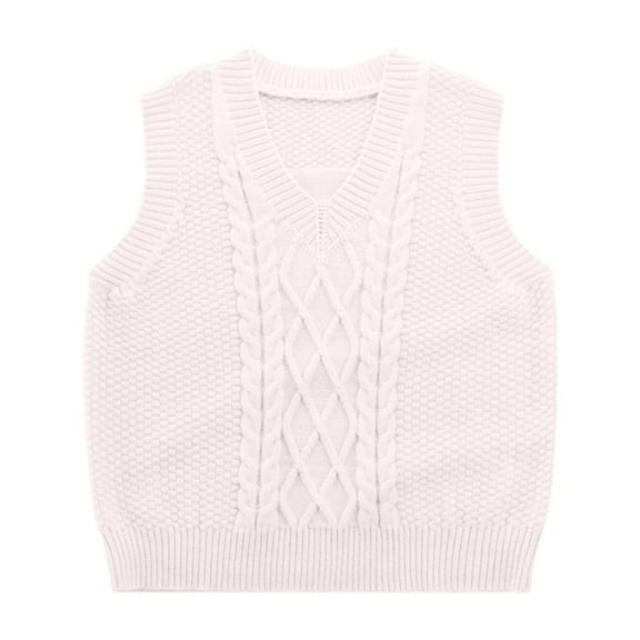 MASZONE Knit Vest Boys Holiday Sweater Boys Sweater Vest Unisex Cable Knit Cotton Toddler Uniform Vest for Little Big Childrens Kids Teenage GirlsBeige 2-3 Years