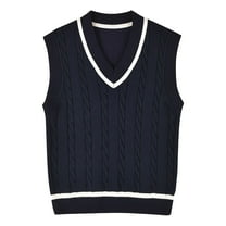 MASZONE Sweater Vest Boys Boys Green Vest Boys Sweater Vest Unisex Cable Knit Cotton Toddler Uniform Vest for Little Big Childrens Kids Teenage GirlsNavy 3-4 Years