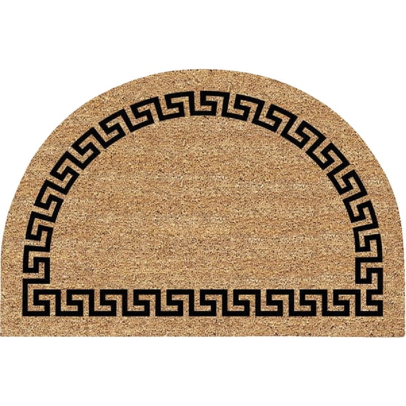 Americo Home Doormat Greek Key Style - Non-Slip Coir Fiber - 24 in. L x 36 in. W Beige  Residential Use, Standard Application