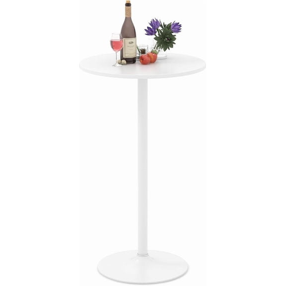 MAT EXPERT 2-in-1 Bar Table, 40"/22" Height-Adjustable Cocktail Table w/Detachable Pole, Metal Base, Modern Round Pub Bistro Table for Party, Dining & Living, Home Bar, Kitchen, Restaurant (1, White)