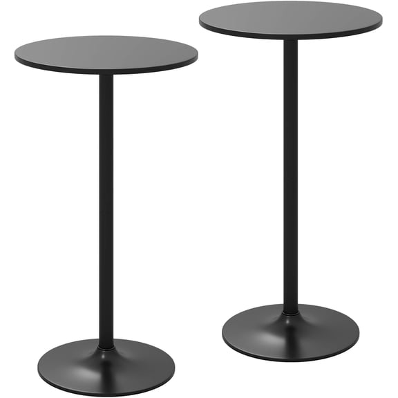 MAT EXPERT 2-in-1 Bar Table, 40"/22" Height-Adjustable Cocktail Table w/Detachable Pole, Metal Base, Modern Round Pub Bistro Table for Party, Dining & Living, Home Bar, Kitchen, Restaurant (2, Black)