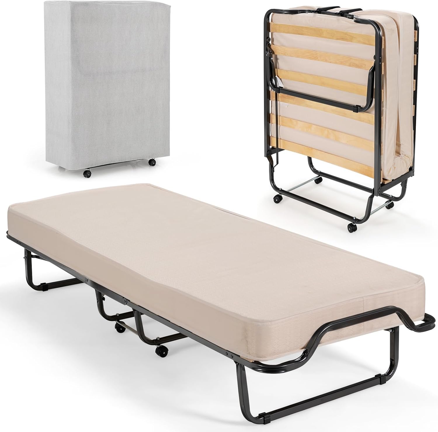 MAT EXPERT Folding Bed with Memory Foam Mattress, Small Single Size — free download