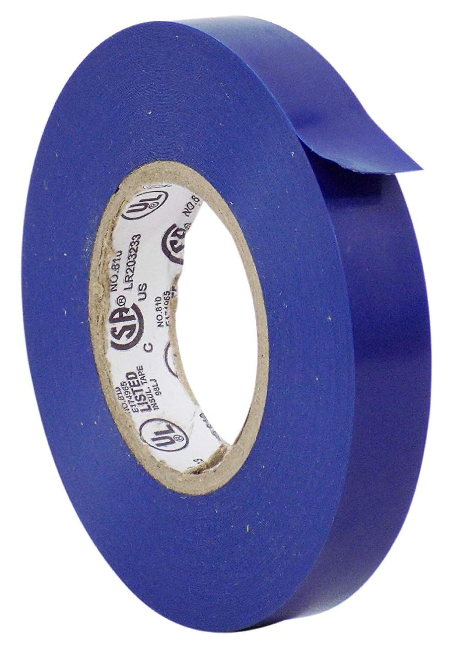 MAT Professional Grade Thin Electrical Tape Blue - 3/8 inch x 66 ft. UL/CSA listed (Pack of 10) - Waterproof, Flame Retardant, & Strong Rubber Based Adhesive for Use At No More Than 600V & 176F
