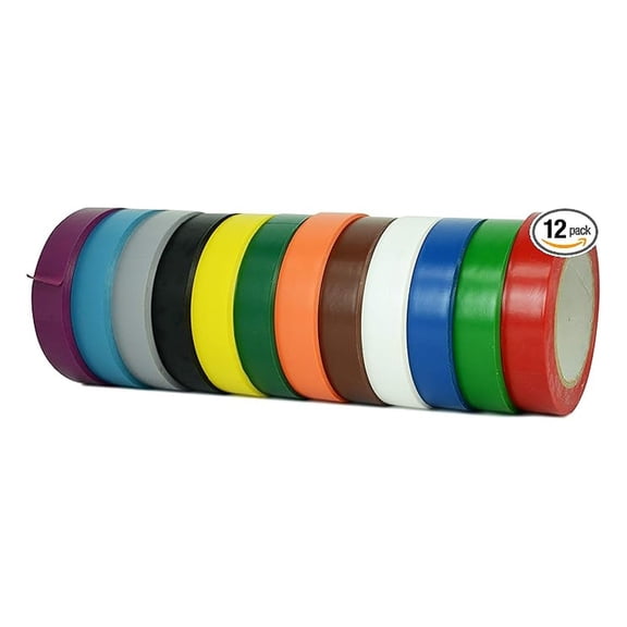 MAT Vinyl Marking Tape Pack - 1 inch x 36 yds. 12-Rolls Assorted Colors - for Safety Floor Marking (School Gym, Restaurants, Warehouse), Dance Floor Splicing, Pinstriping Cars & Boats