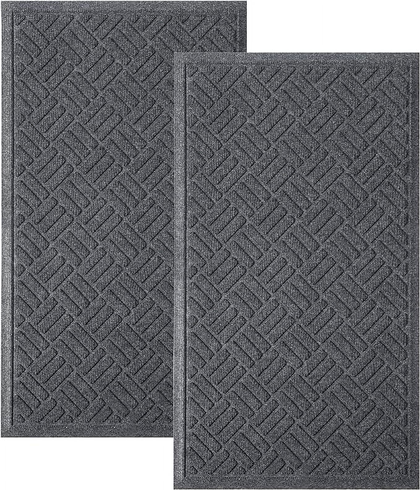 Gray Heavy Duty Rubber Outdoor Welcome Mats, 29.5" x 17.5"