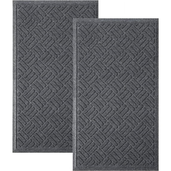 MATALL Front Door Mat 2 Pack Indoor and Outdoor Welcome Mat, Absorbent and Drain Away Water Heavy Duty Entryway Doormat for Front Back Doors, Laundry Rooms, Mudrooms and More, 29.5x17.5IN