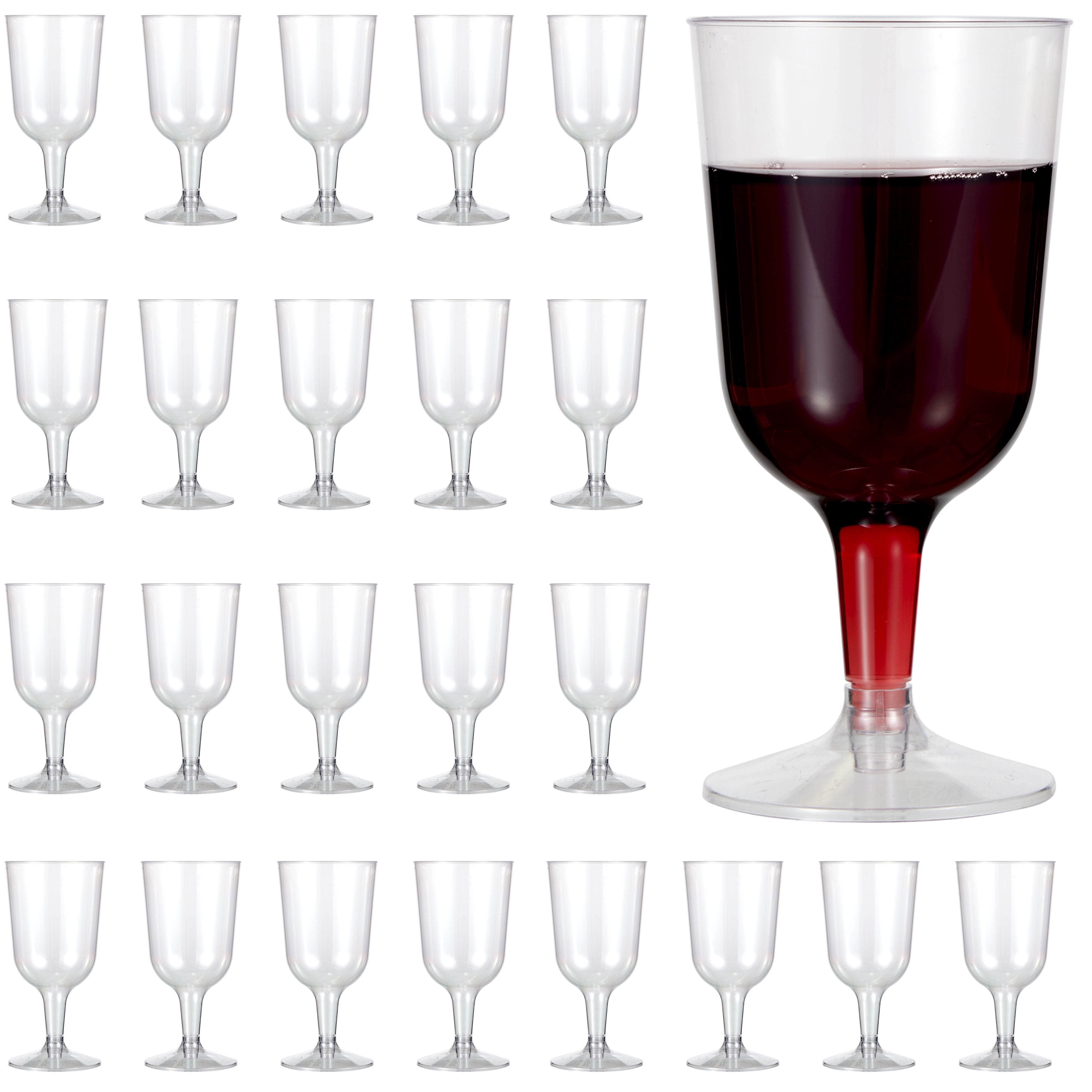 MATANA 48 pc Clear Plastic Wine Glasses with Stem for Parties (6oz