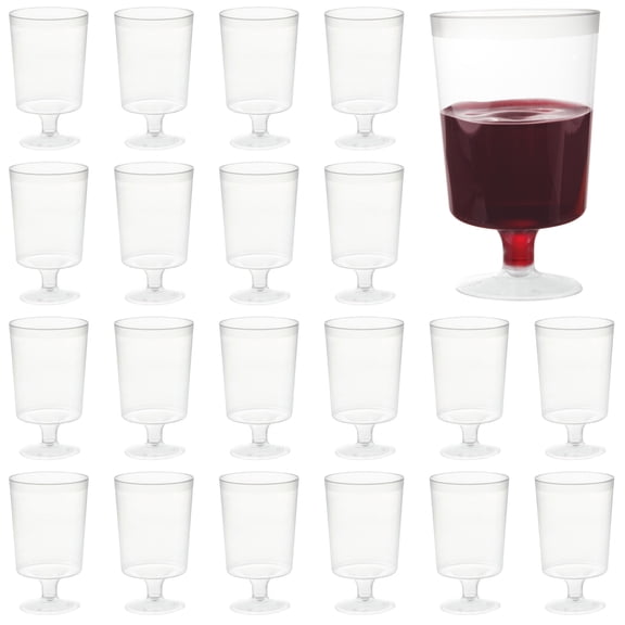 MATANA 50 Pack 6 oz Clear Plastic Wine Glasses & Goblet Cups with Stem for Wedding Banquet, Garden Parties & Events