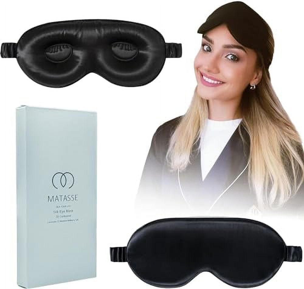 MATASSE Silk Eye Sleeping Mask with Adjustable Strap 3D Contoured Eye