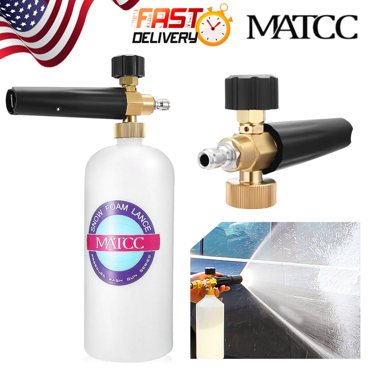 MATCC 1/4" Snow Foam Pressure Washer Gun Car Wash Soap Lance Cannon