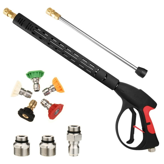 MATCC Pressure Washer Gun 4000PSI High Pressure Washer Gun with Replacement Extension Wand 1/4" Quick Connect, M22-14/15mm and 3/8'' Fitting Adapters, 5 Pressure Washer Nozzle Tips, 40 Inch