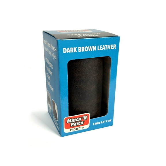 MATCH 'N PATCH Project+ Realistic Leather Repair Tape Self-Adhesive Vinyl for Furniture, Cabinets, Walls, Doors, RV & DIY Fixes, Home Decor - Durable, Easy-to-Apply Dark Brown, 30 Feet x 4.5 Inch