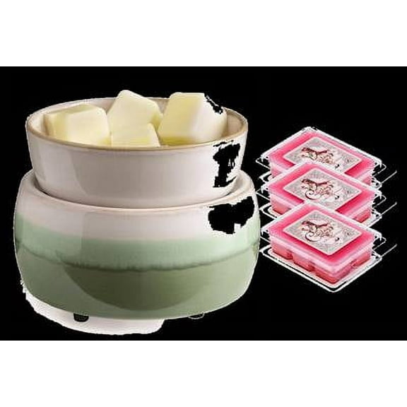 MATCHA LATTE Candle Warmer and Dish Fragrance Warmer Gift Set with 3 Courtneys Wax Melts - MULBERRY