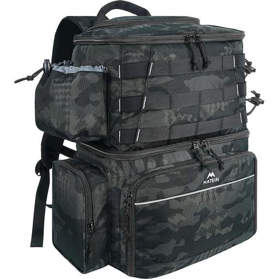 Matein Fishing Backpack Fit for Tackle Box, Water Resistant Fishing Storage Bag with Rod Holders & Cooler, Fishing Gear Gifts for Men