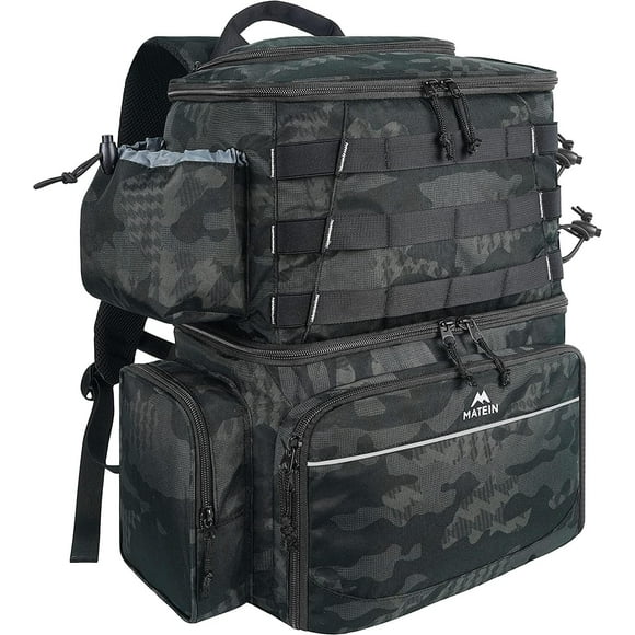 Matein Fishing Backpack Fit for Tackle Box, Water Resistant Fishing Storage Bag with Rod Holders & Cooler, Fishing Gear Gifts for Men