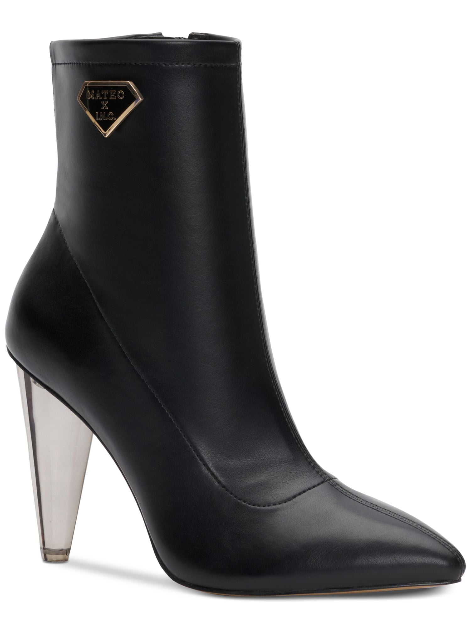 NEW YORK & CO Womens Black Chain Padded Deborah Pointed Toe Stiletto Zip-Up Dress Heeled Boots M