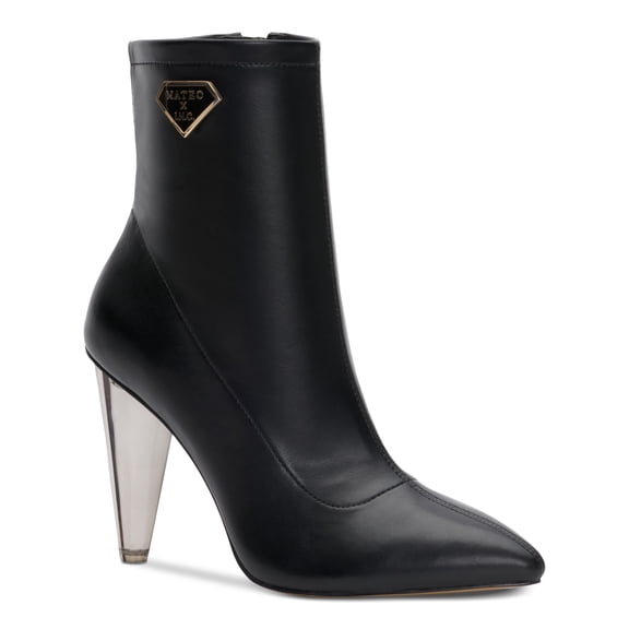 MATEO BY INC Womens Black Cushioned Arch Support Luisa Pointed Toe Stiletto Zip-Up Dress Booties 9.5 M